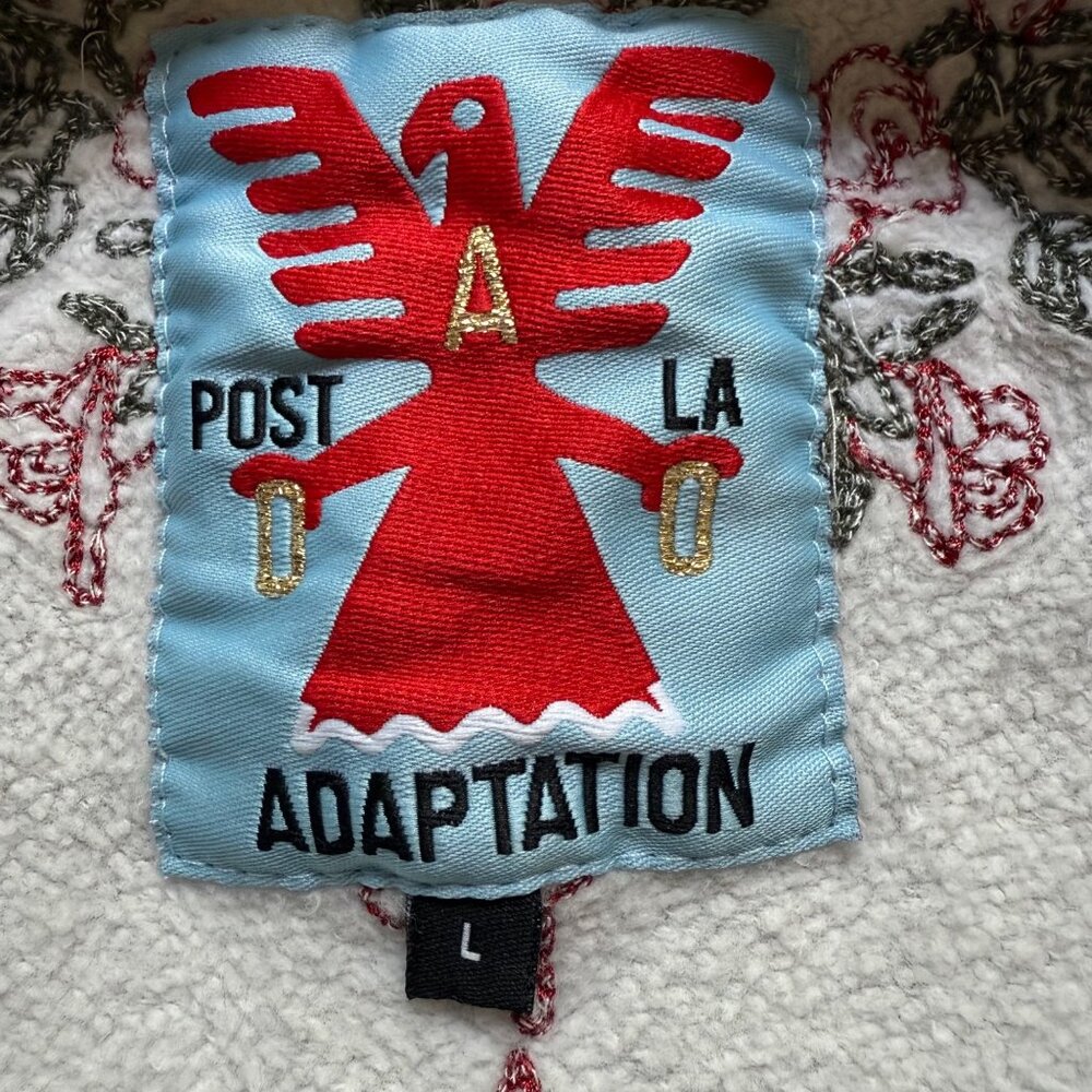 Adaptation Post LA Size L Gray Red Rose Floral Embroidered Crewneck Sweatshirt - Picture 6 of 15